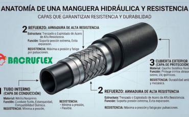 ¿Qué capas garantizan la resistencia y durabilidad de una manguera hidráulica?