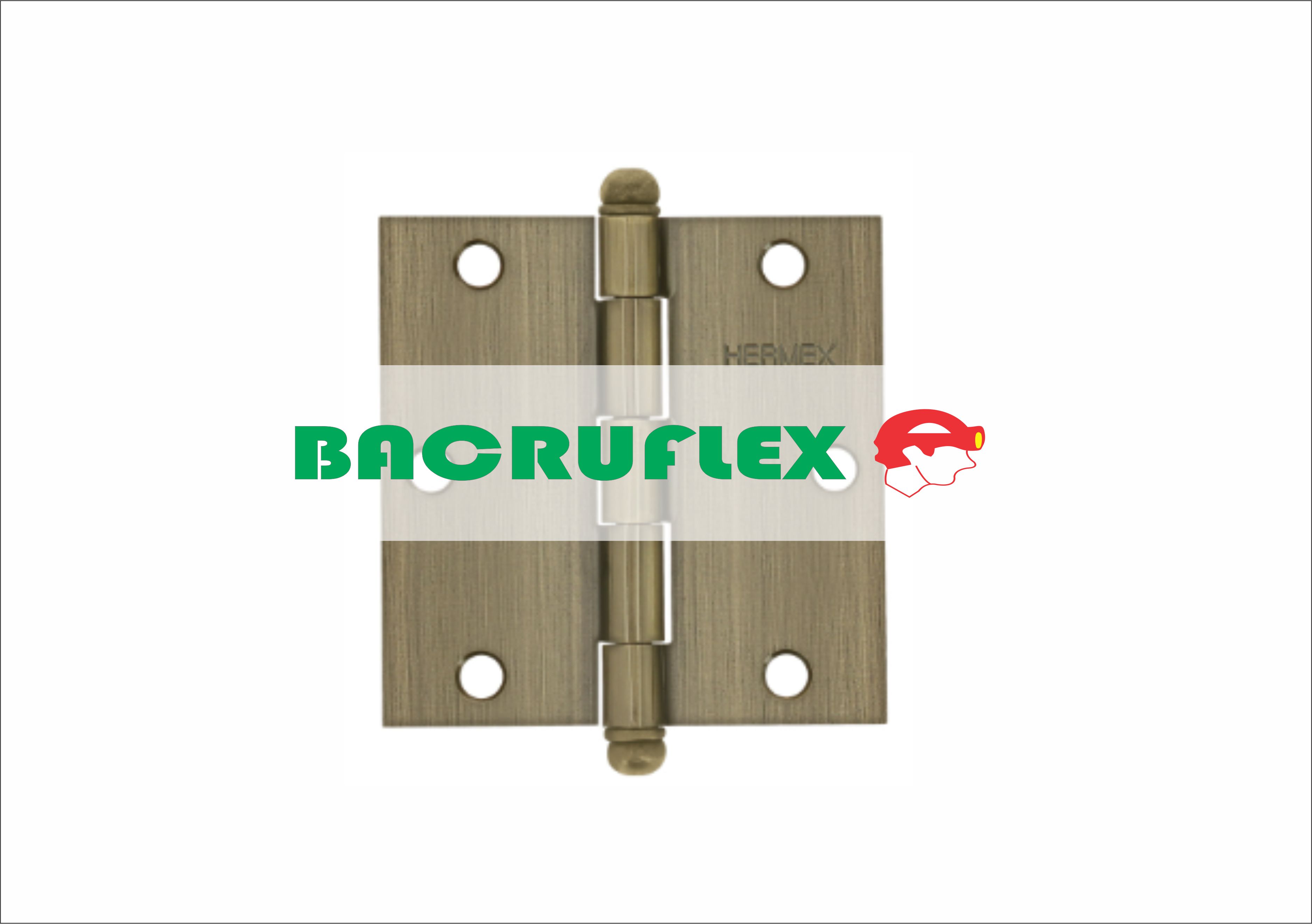 BISAGRA CUADRADA 3-1/2", LATÓN ANTIGUO, CABEZA REDONDA, 43247 HERMEX