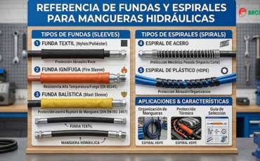 Tipos de fundas y espirales para mangueras hidráulicas