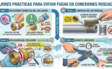 Cómo evitar fugas en conexiones roscadas, mejores prácticas