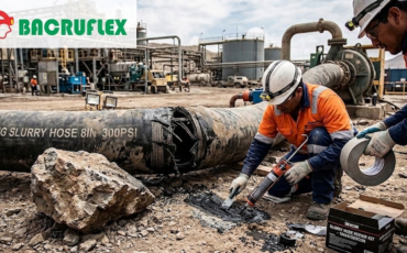 ¿Se puede reparar externamente una manguera para pulpa de mineral si sufre un corte por la caída de una roca?