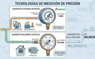 ¿Qué es un manómetro de baja presión o milibárico y cuándo se prefiere frente a los manómetros estándar?