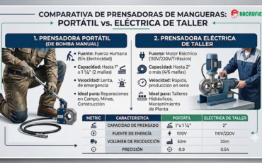 ¿Qué diferencia existe entre las máquinas de prensado de mangueras portátiles de bomba manual y las eléctricas de taller?