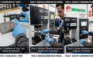 ¿Cómo se calibra el micrómetro digital o vernier en las máquinas de prensado de mangueras para evitar un sobreprensado del conector?