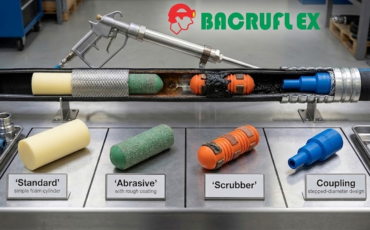 ¿Qué tipo de proyectiles o esponjas son compatibles con las máquinas de limpieza de mangueras según la aplicación industrial?