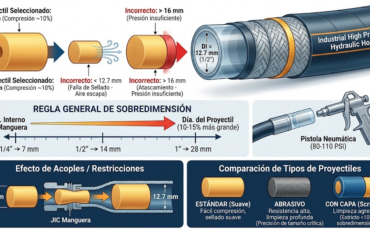 ¿Cómo se seleccionan las dimensiones del proyectil de espuma para que las máquinas de limpieza de mangueras hagan un sellado perfecto?