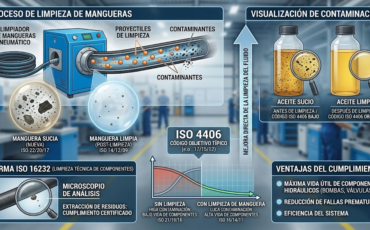 ¿Qué código de limpieza internacional (como ISO 4406) se ayuda a cumplir mediante el uso de las máquinas de limpieza de mangueras?