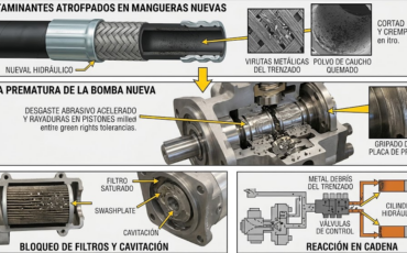 ¿Qué riesgos corre una bomba hidráulica nueva si el taller no cuenta con máquinas de limpieza de mangueras para limpiar los ensambles?