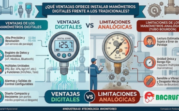 ¿Qué ventajas ofrece instalar manómetros digitales frente a los tradicionales de aguja con tubo de Bourdon?