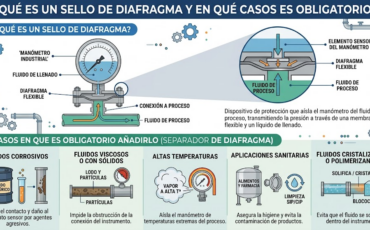 ¿Qué es un sello de diafragma y en qué casos es obligatorio añadirlo a los manómetros industriales?