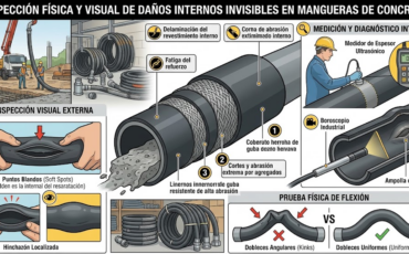 ¿Cómo se puede inspeccionar visual o físicamente si las mangueras de concreto tienen daños internos invisibles por fuera?
