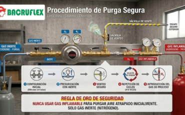 ¿Cómo se realiza de forma segura el procedimiento de purga al instalar un regulador CONCOA en una línea de gas inflamable?