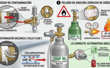 ¿Por qué no se debe usar teflón común con hilo de rosca en las conexiones de alta presión de un regulador CONCOA analítico?