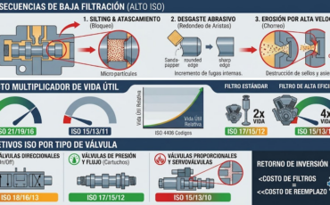 ¿Cómo influye el nivel de filtración del aceite (código ISO de limpieza) en la vida operativa útil de las válvulas hidráulicas de la maquinaria?