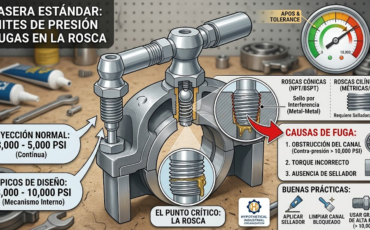 ¿Qué presión de inyección máxima pueden soportar las graseras estándar antes de que la grasa comience a fugarse por la rosca?