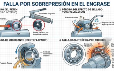 ¿Qué sucede si se aplica demasiada presión con la pistola sobre las graseras, dañando los retenes internos del cojinete?