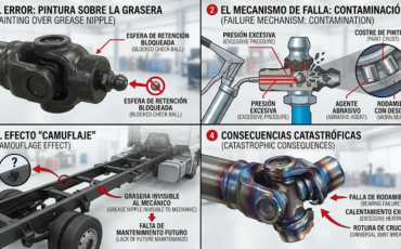 ¿Por qué es un error crítico pintar encima de las graseras durante los mantenimientos generales de los chasis de camiones?