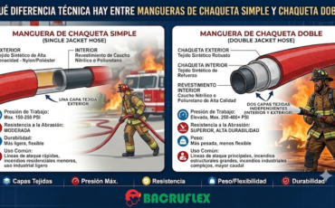 ¿Qué diferencia técnica hay entre las mangueras contra incendio de chaqueta simple y las de chaqueta doble usadas por los bomberos?