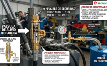 ¿Qué es una válvula de alivio hidráulica y por qué es considerada el «fusible de seguridad» indispensable en un circuito de aceite?
