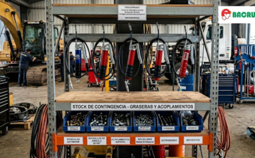 ¿Qué stock de contingencia de graseras surtidas se aconseja mantener en el taller de mantenimiento de una flota de construcción?