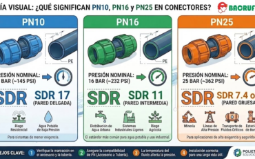 ¿Qué significan las siglas PN10, PN16 y PN25 en tus conectores de polietileno?