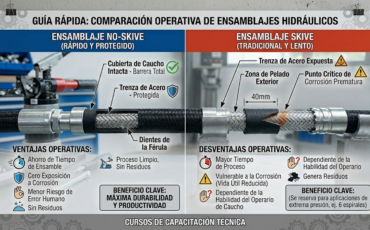 ¿Qué ventajas operativas ofrecen los conectores pre armados para mangueras hidráulicas de diseño «no-skive» frente a los que requieren pelar el caucho exterior?