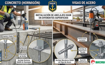 ¿En qué superficies (concreto, vigas de acero) se pueden instalar los anclajes Hauk?