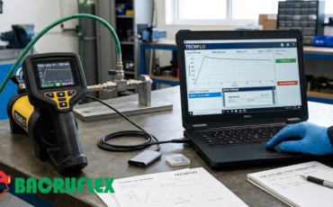 ¿Cómo se transfieren los datos de las pruebas guardadas en el kit de testeo digital para prueba de presión hacia una laptop para emitir informes técnicos?