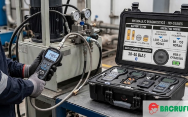 ¿Qué tipo de baterías utiliza el kit de testeo digital para prueba de presión y cuántas horas de diagnóstico continuo ofrece en campo?