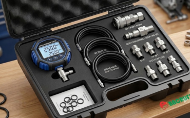 ¿Qué accesorios de acople rápido hidráulico y micro-mangueras vienen integrados dentro del kit de testeo digital para prueba de presión estándar?