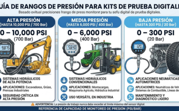 ¿Qué rango de presión máxima (por ejemplo, hasta 10,000 PSI) puede monitorear de forma segura el kit de testeo digital para prueba de presión?