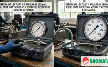 ¿Cómo influye el tamaño de la esfera de lectura (2.5 o 4 pulgadas) de los manómetros en la usabilidad del kit de testeo analógico para prueba de presión?
