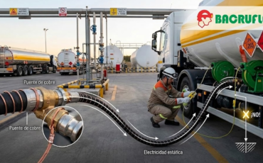 ¿En qué procesos de transferencia de combustibles o productos químicos inflamables es obligatorio el uso de la manguera con espiral de cobre?