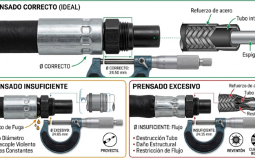 ¿Cómo afecta un prensado excesivo o insuficiente con la máquina al rendimiento de los conectores pre armados para mangueras hidráulicas?