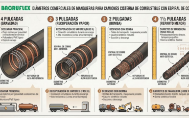 ¿Qué diámetros comerciales de la manguera con espiral de cobre son los más demandados para los camiones cisterna de reparto de combustible?