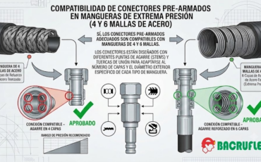 ¿Los conectores pre armados para mangueras hidráulicas son compatibles con mangueras hidráulicas de 4 y 6 mallas de acero de extrema presión?